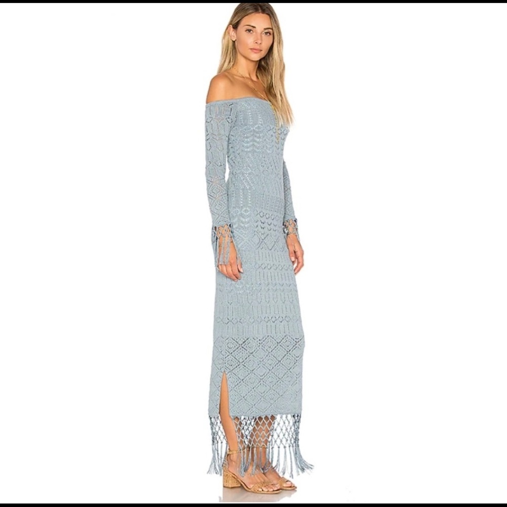 House of Harlow 1960 Rose Dress in Dusty Blue